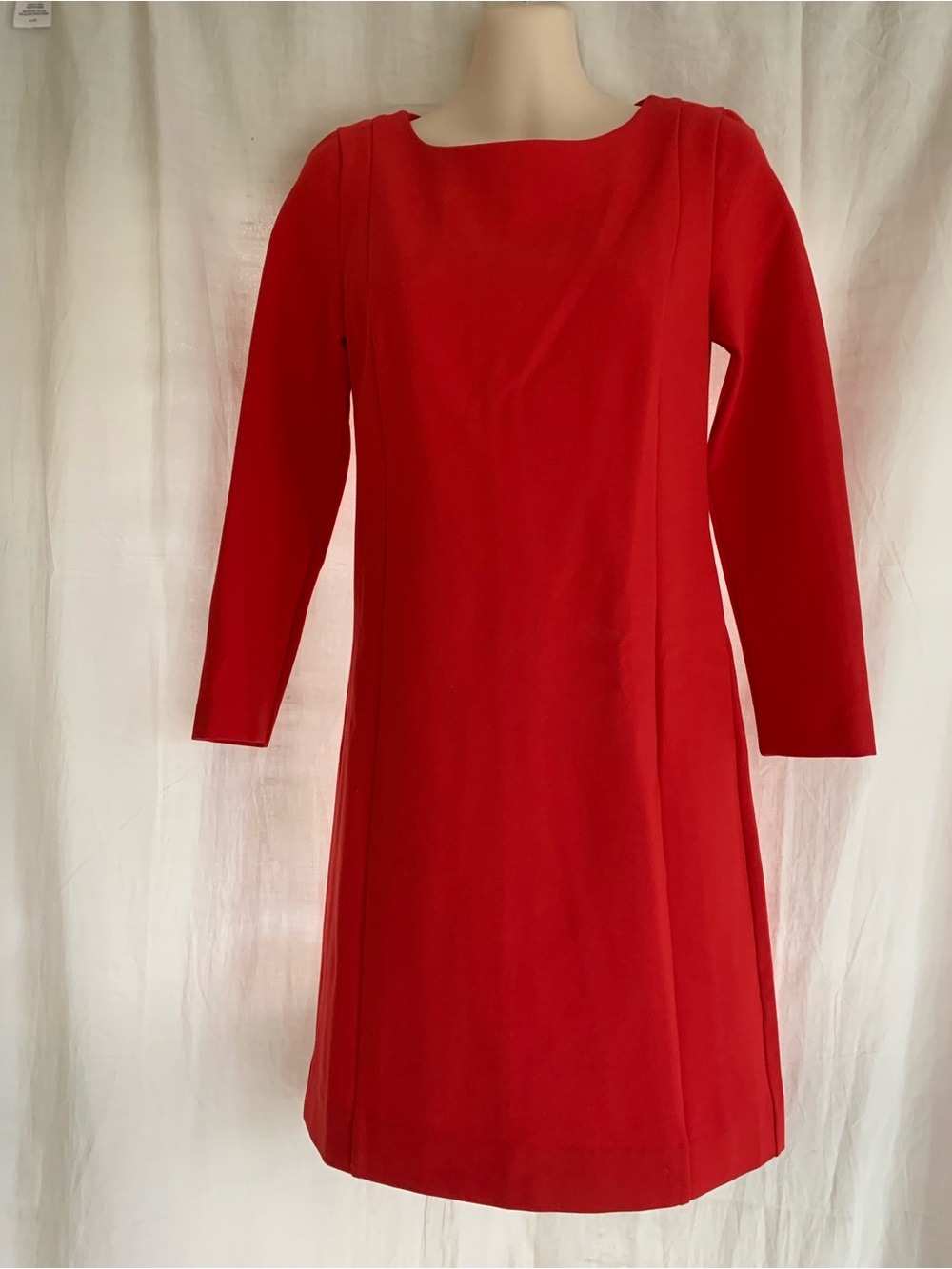 J.Crew Red Stretch A Line Knit Long Sleeve Dress Size XXS NWOT